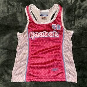 Vintage Reebok Youth Girl's Size Small Pink/White Jersey Lined Y2K 90s Shirt